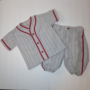 Vintage Toddler Baseball Uniform Flannel Pinstripe Outfit “Greg 1” 2T–3T